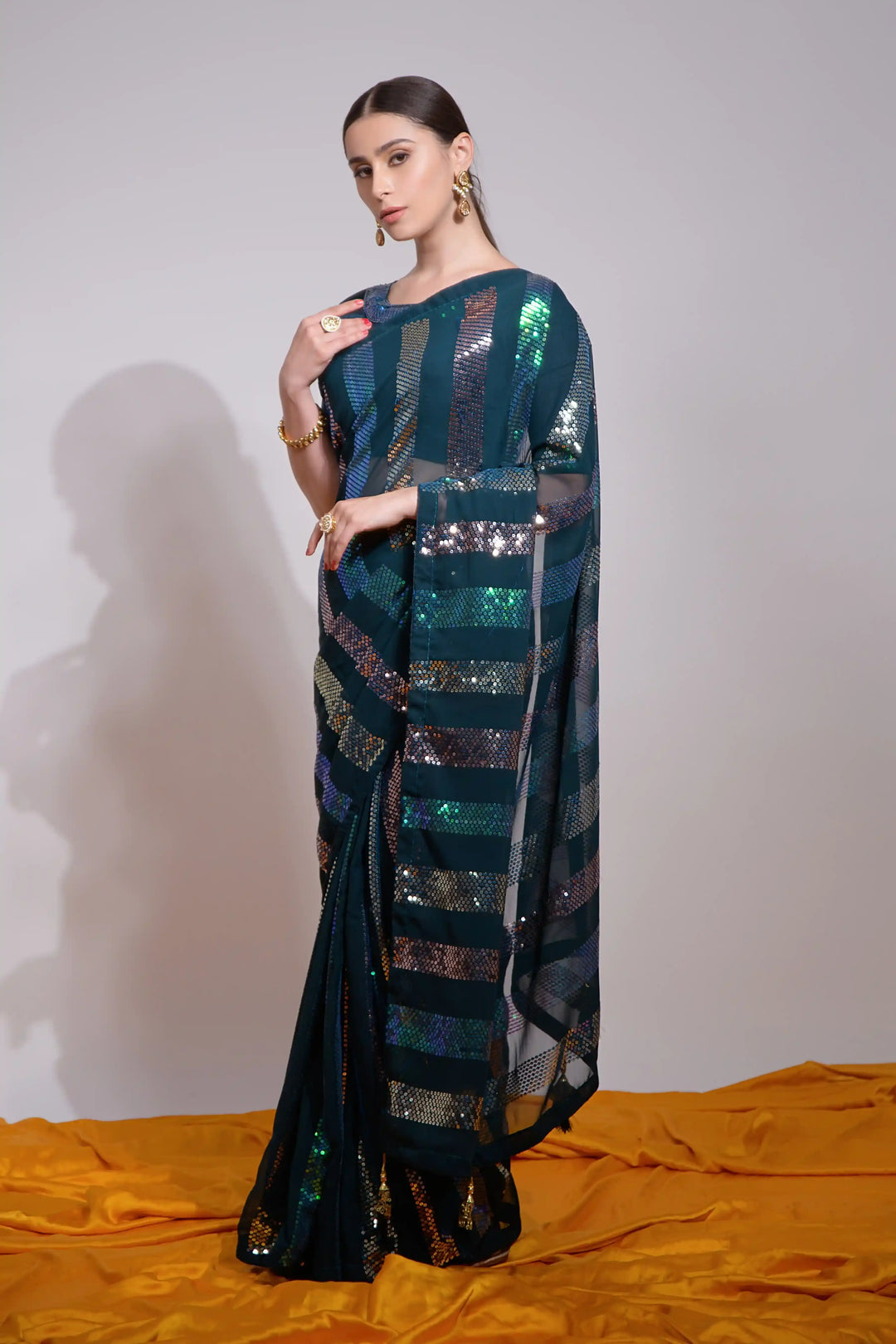 Georgette Saree | Designer Sequins Embroidered Saree Partywear Indian Saree