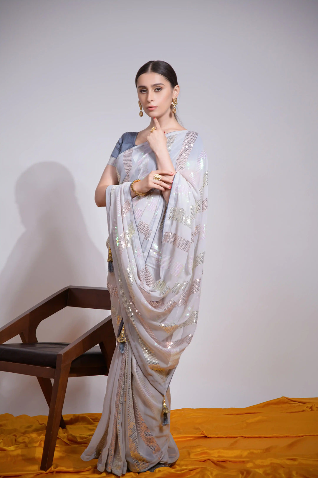Georgette Saree | Designer Sequins Embroidered Saree Partywear Indian Saree