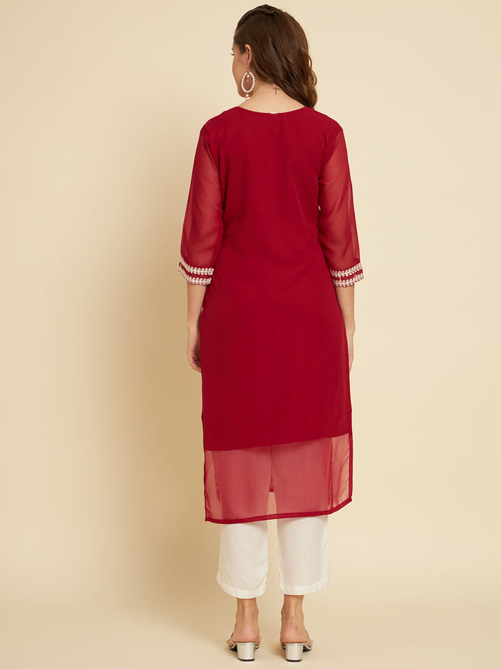 Classic Georgette Long Kurti | Indian Ethnic Wear with Elegant Embroidery