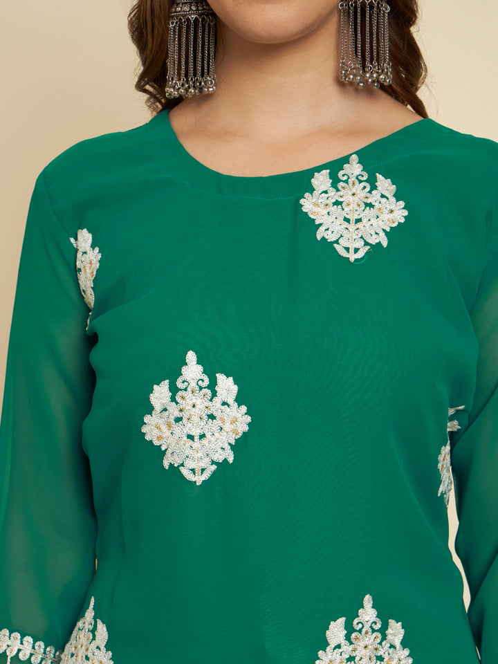 Classic Georgette Long Kurti | Indian Ethnic Wear with Elegant Embroidery