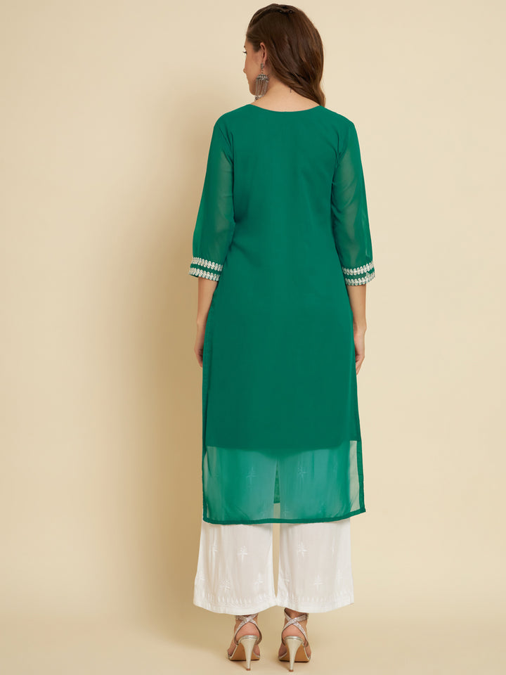 Classic Georgette Long Kurti | Indian Ethnic Wear with Elegant Embroidery