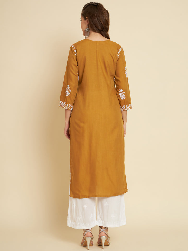 Classic Long Kurti for Women | Designer Thread Embroidery on Cotton Slub