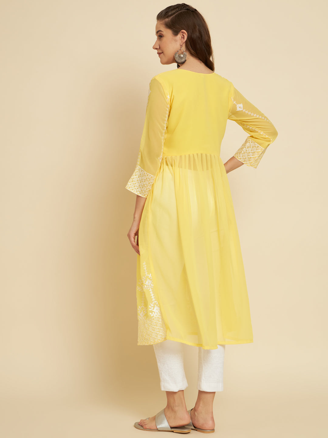 Chic Long Kurti for Women | Georgette with Thread Embroidery Detailing