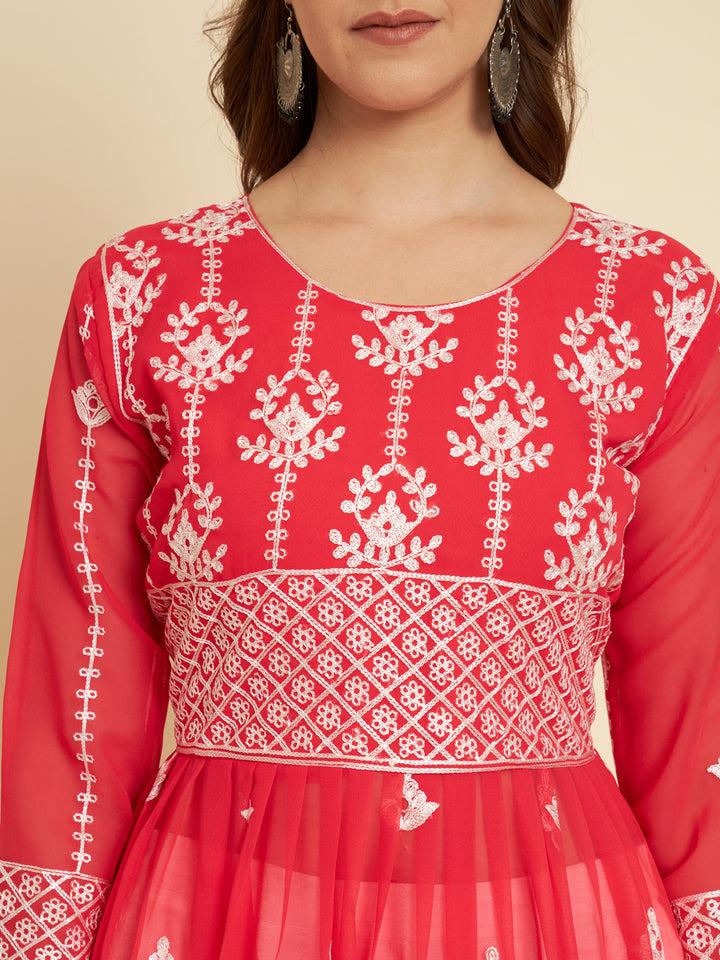 Chic Long Kurti for Women | Georgette with Thread Embroidery Detailing
