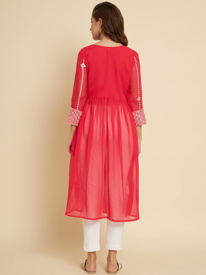Chic Long Kurti for Women | Georgette with Thread Embroidery Detailing