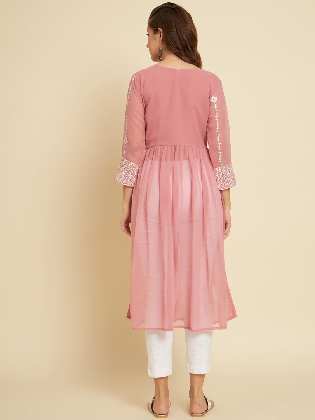 Chic Long Kurti for Women | Georgette with Thread Embroidery Detailing
