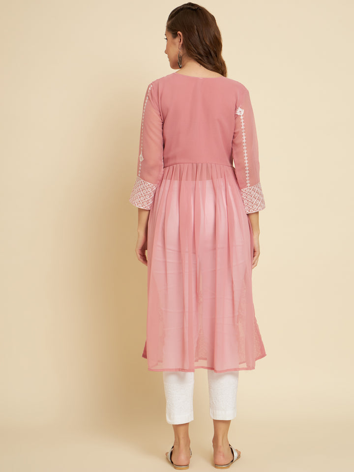 Chic Long Kurti for Women | Georgette with Thread Embroidery Detailing