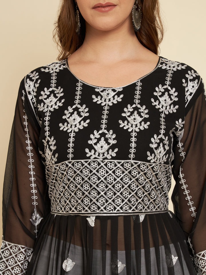 Chic Long Kurti for Women | Georgette with Thread Embroidery Detailing