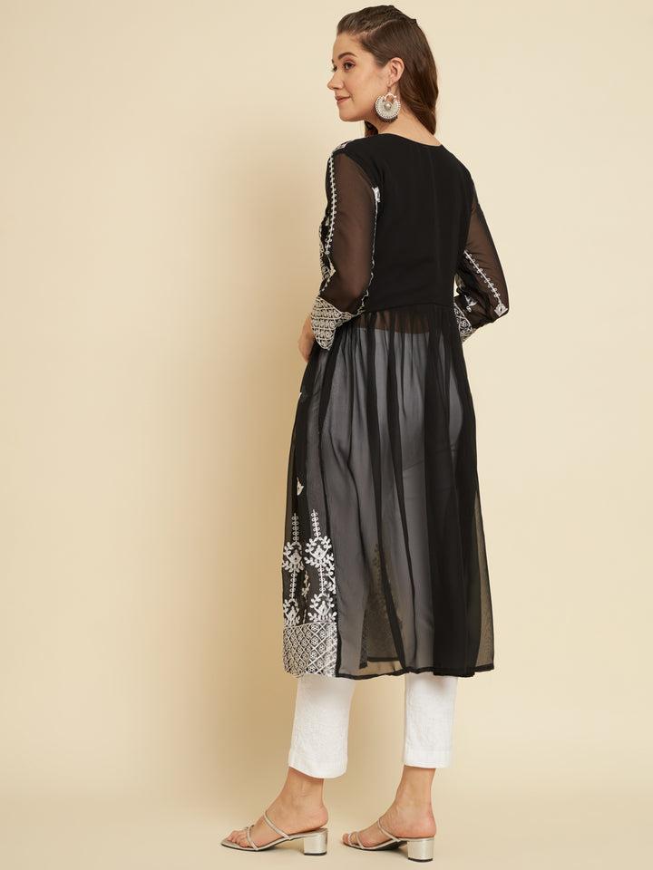 Chic Long Kurti for Women | Georgette with Thread Embroidery Detailing