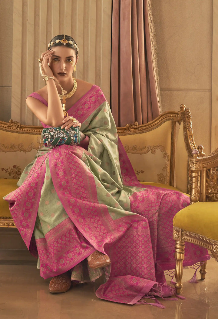 Handloom Silk Saree | Designer Jari Weaving Traditional Partywear Saree