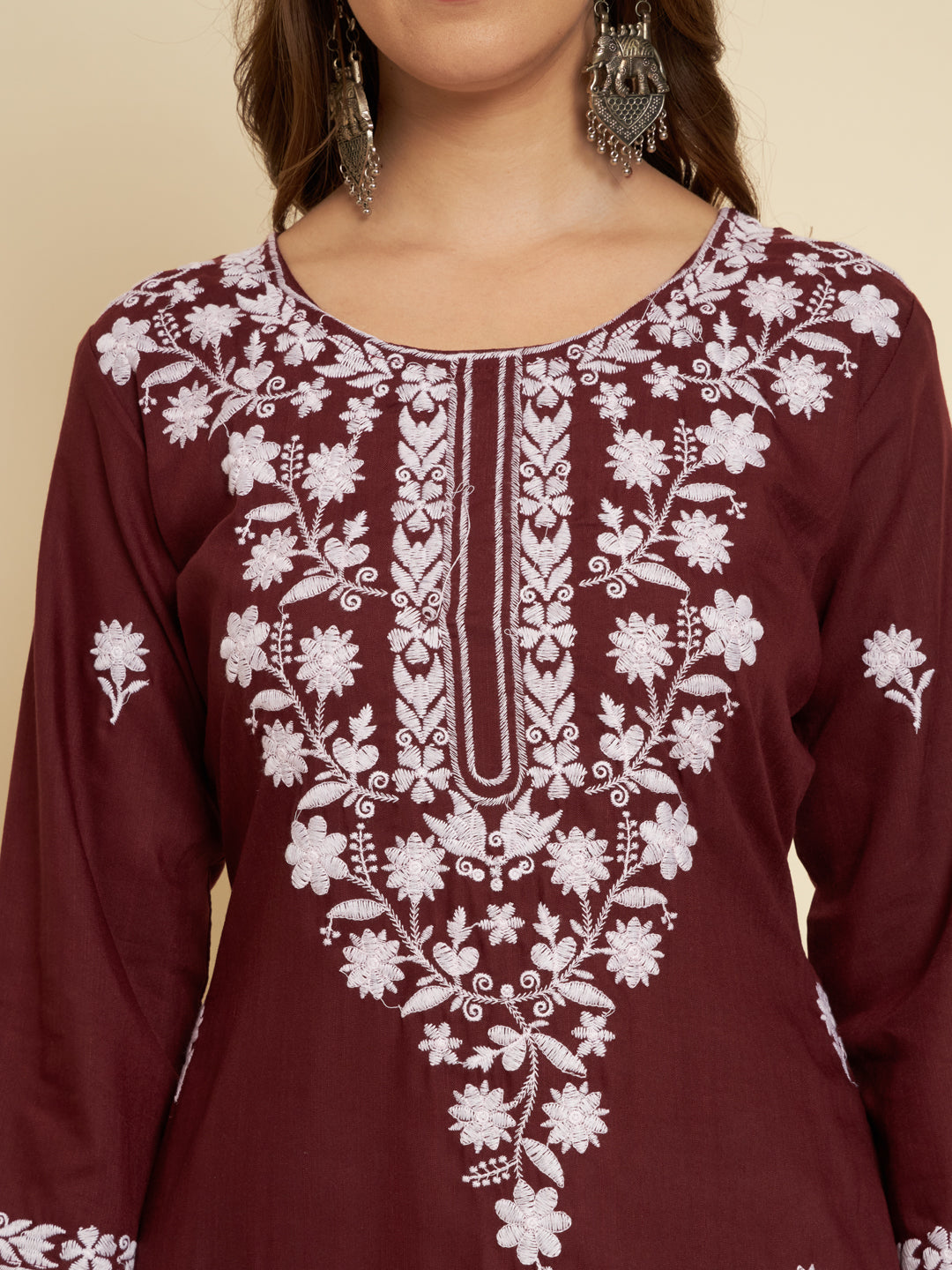 Stylish Cotton Slub Kurti | Elegant Designer Thread Embroidery