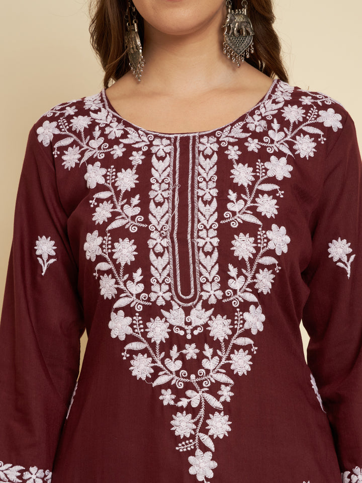 Stylish Cotton Slub Kurti | Elegant Designer Thread Embroidery