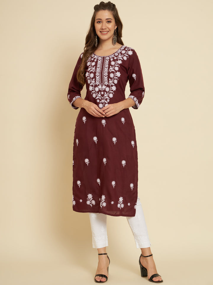 Stylish Cotton Slub Kurti | Elegant Designer Thread Embroidery