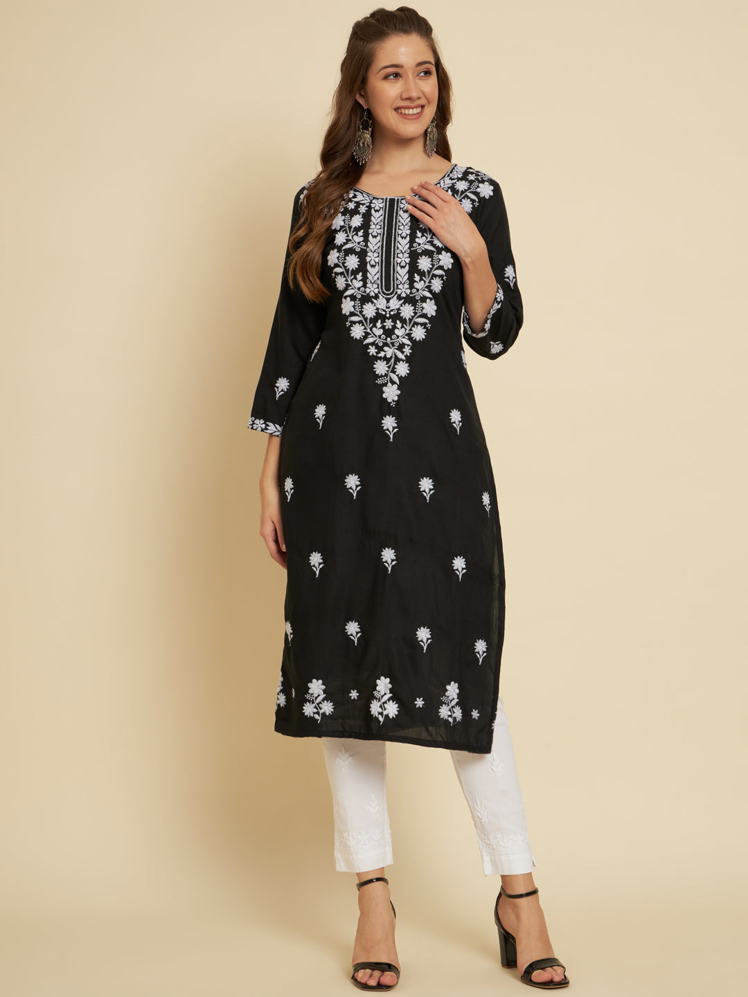 Stylish Cotton Slub Kurti | Elegant Designer Thread Embroidery