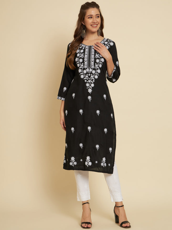Stylish Cotton Slub Kurti | Elegant Designer Thread Embroidery
