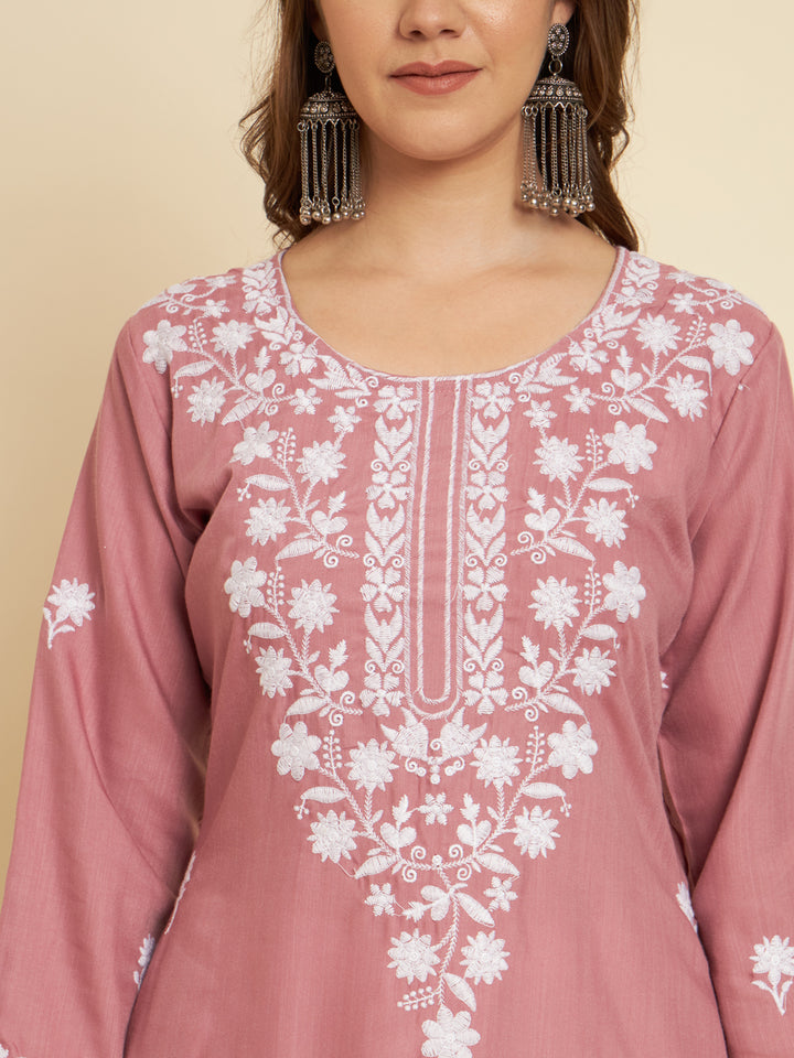 Stylish Cotton Slub Kurti | Elegant Designer Thread Embroidery