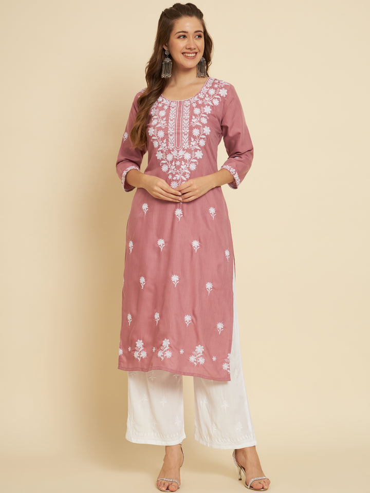 Stylish Cotton Slub Kurti | Elegant Designer Thread Embroidery
