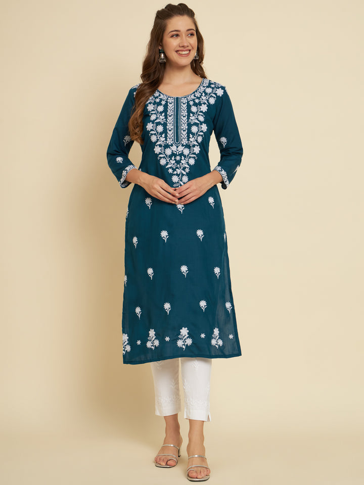 Stylish Cotton Slub Kurti | Elegant Designer Thread Embroidery