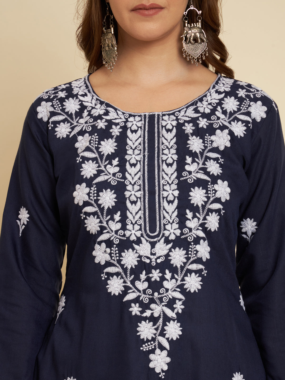 Stylish Cotton Slub Kurti | Elegant Designer Thread Embroidery