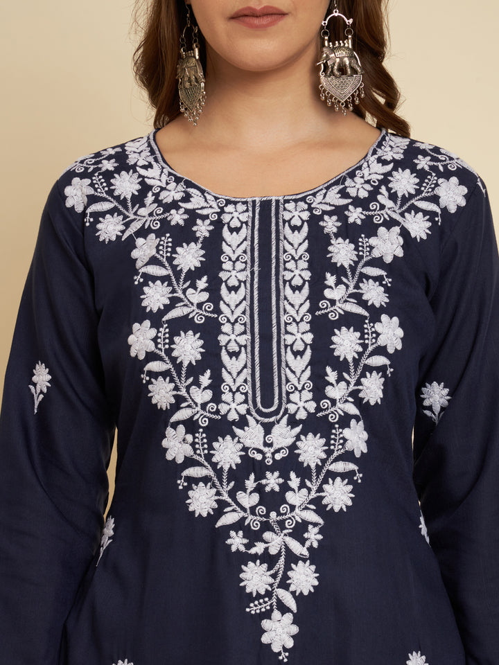 Stylish Cotton Slub Kurti | Elegant Designer Thread Embroidery
