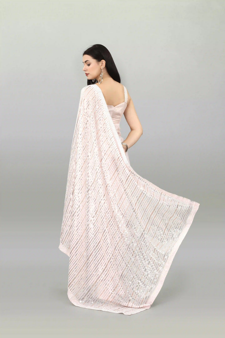 Georgette Saree with Sequins & Swarovski Embroidery | Perfect for Special Events