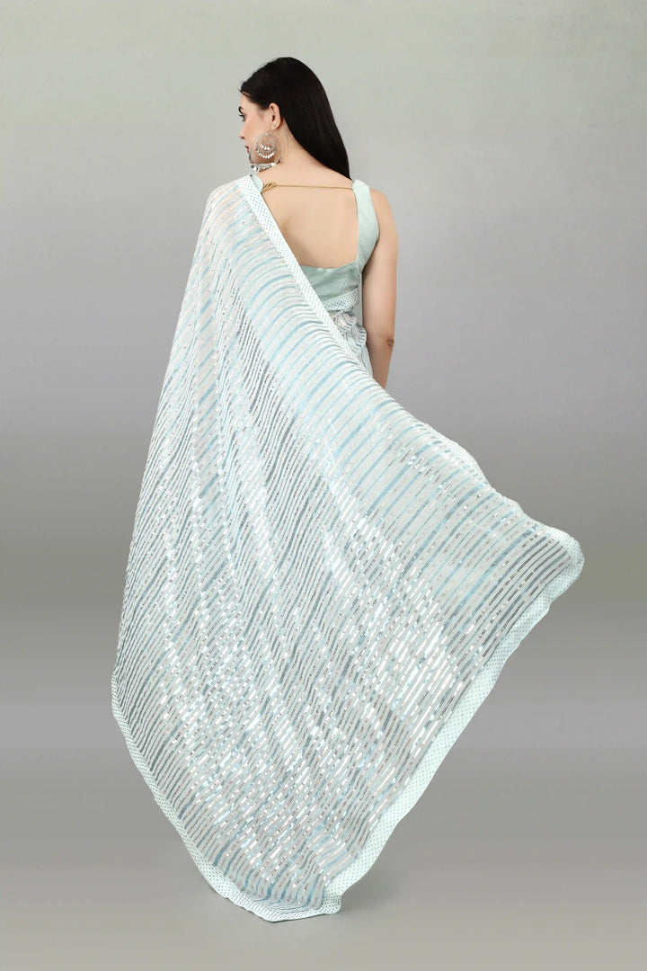 Elegant Georgette Saree with Sequined Embroidery | Perfect for Weddings & Parties