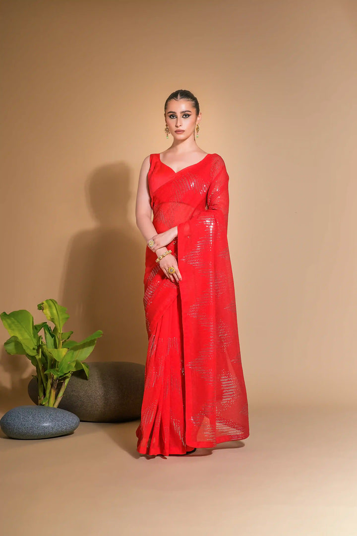 Georgette Saree with Satin Blouse | Perfect for Weddings & Festive Events