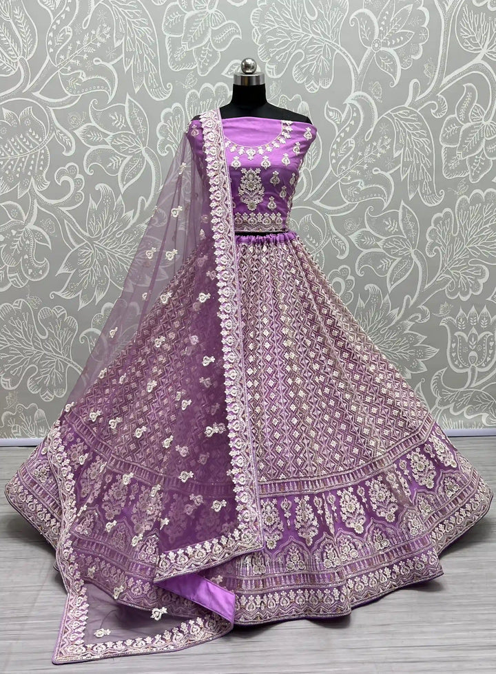 Designer Net Lehenga with Embroidery & Sequence Work | Perfect for Weddings & Special Events