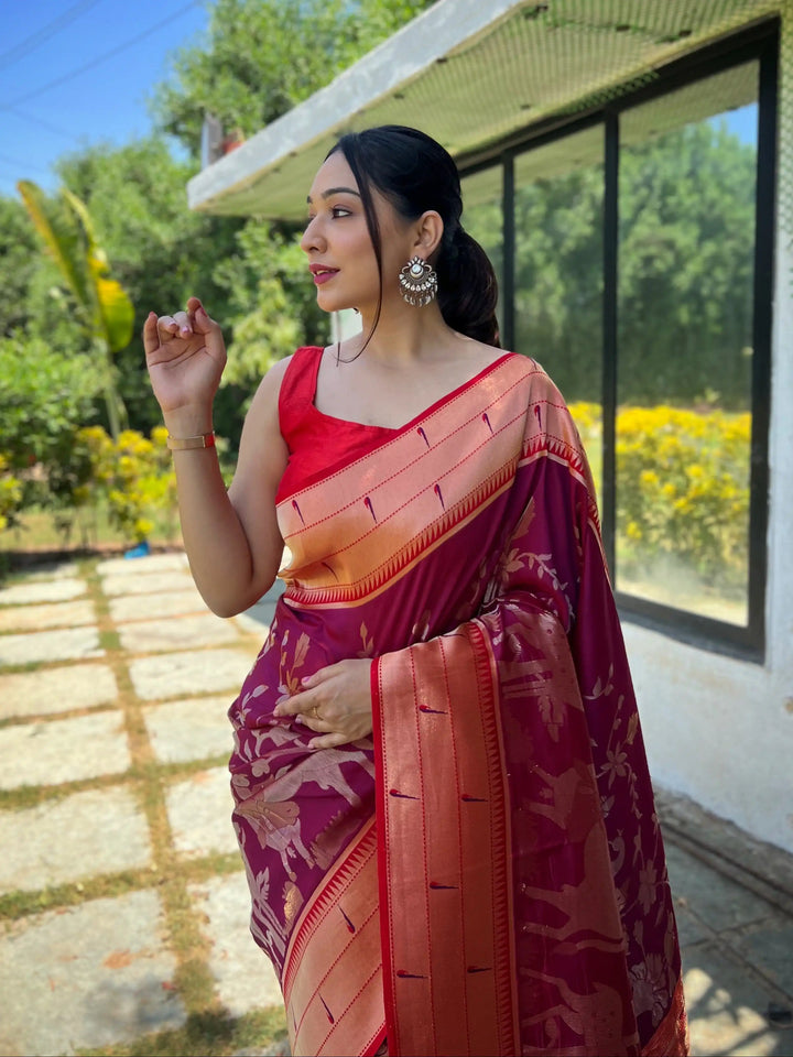 Elegant Soft-Silk Saree | Woven Paithani Designer for Special Events