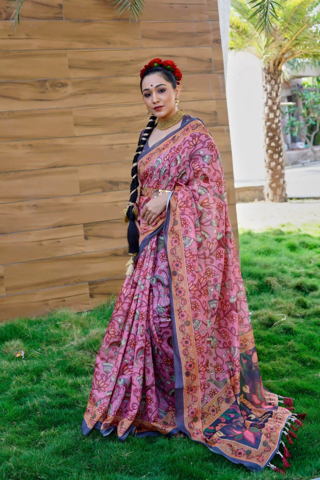 Kalamkari Cotton Saree | Digital Printed for Special Events & Festivities