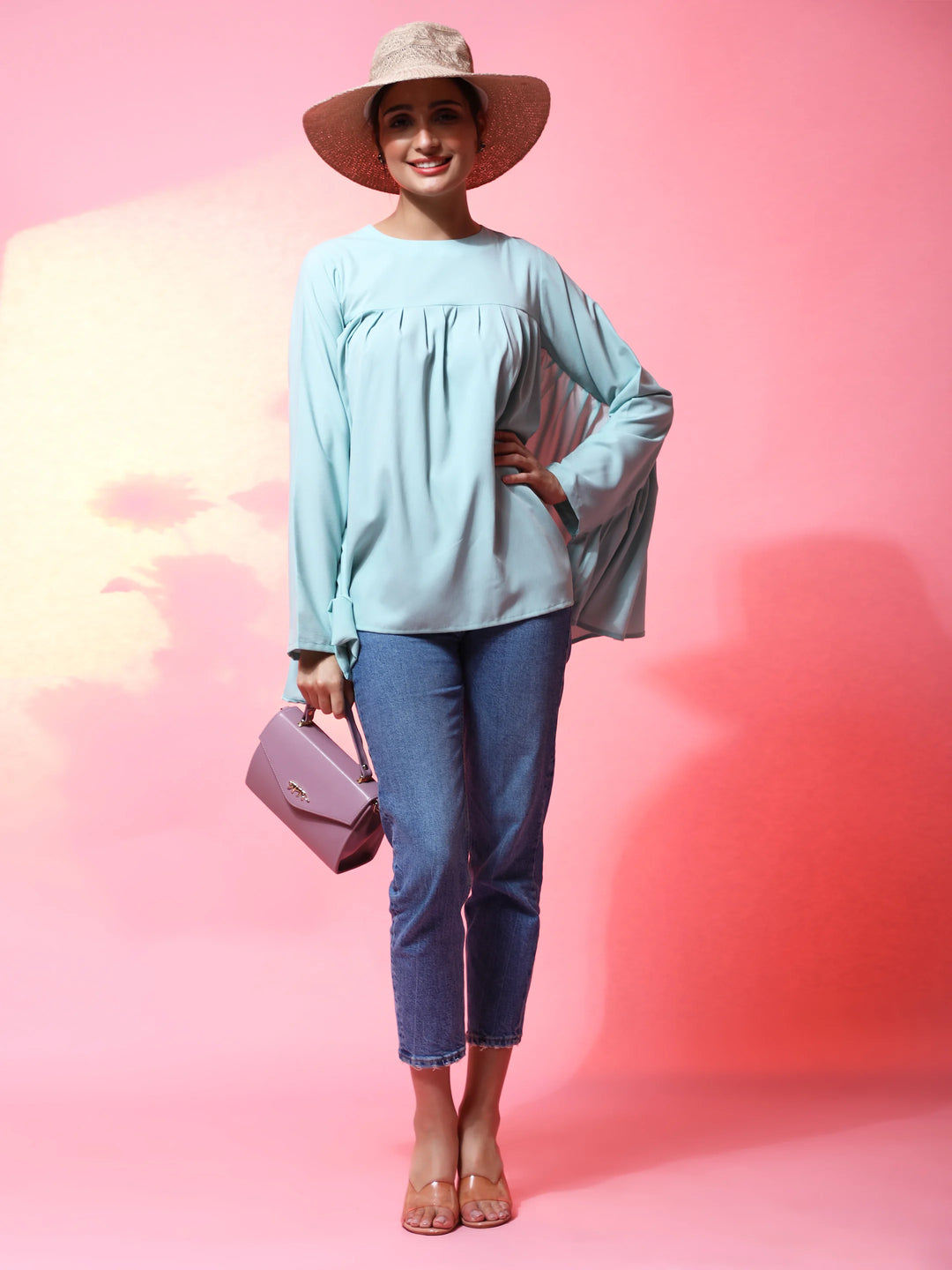 Poly Cotton Short Kurti | Solid Design with Hand Designer Work
