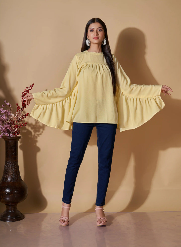 Poly Cotton Short Kurti | Solid Design with Hand Designer Work