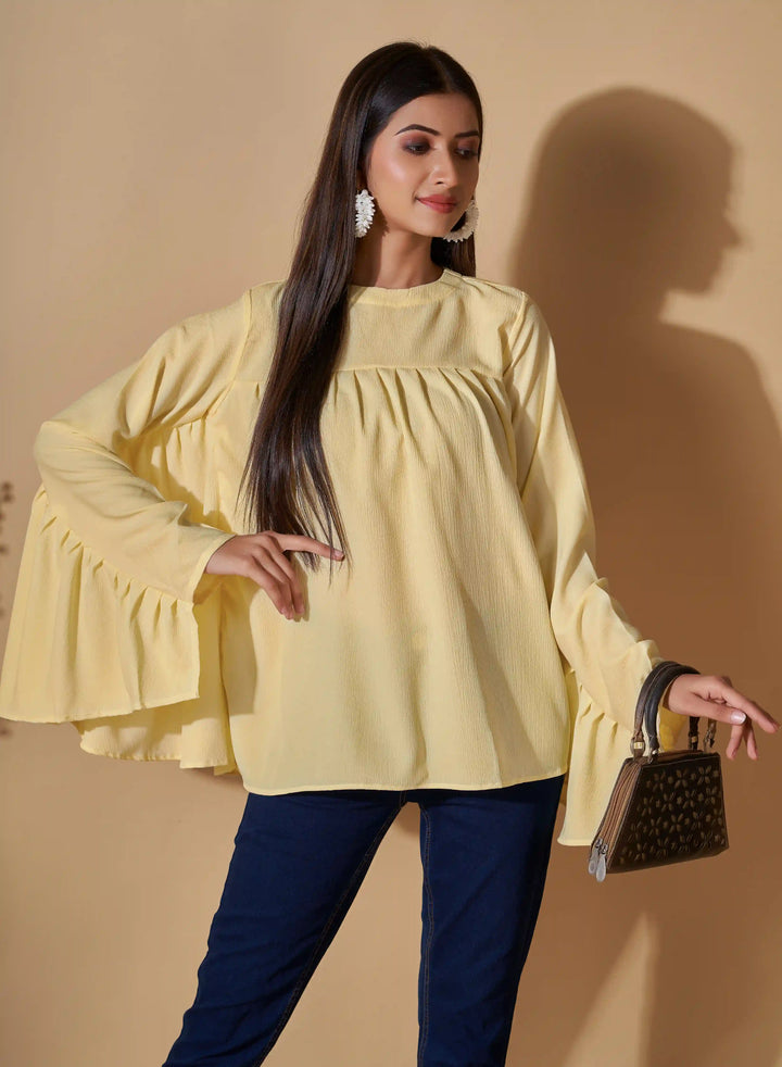 Poly Cotton Short Kurti | Solid Design with Hand Designer Work