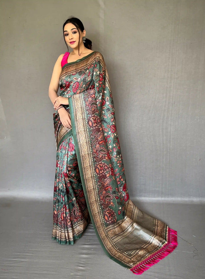 Elegant Kalamkari Soft-Silk Saree | Perfect for Weddings & Festivities