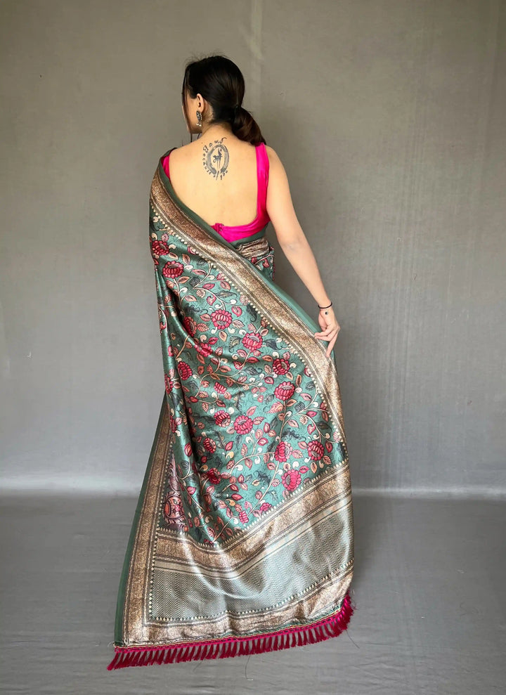 Elegant Kalamkari Soft-Silk Saree | Perfect for Weddings & Festivities