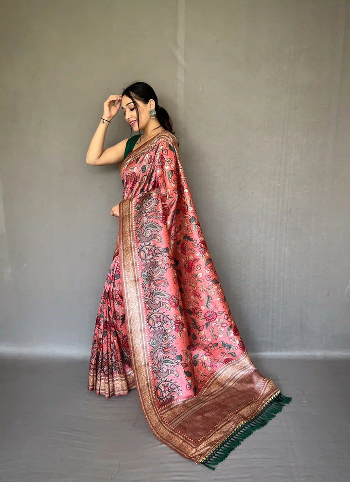 Elegant Kalamkari Soft-Silk Saree | Perfect for Weddings & Festivities