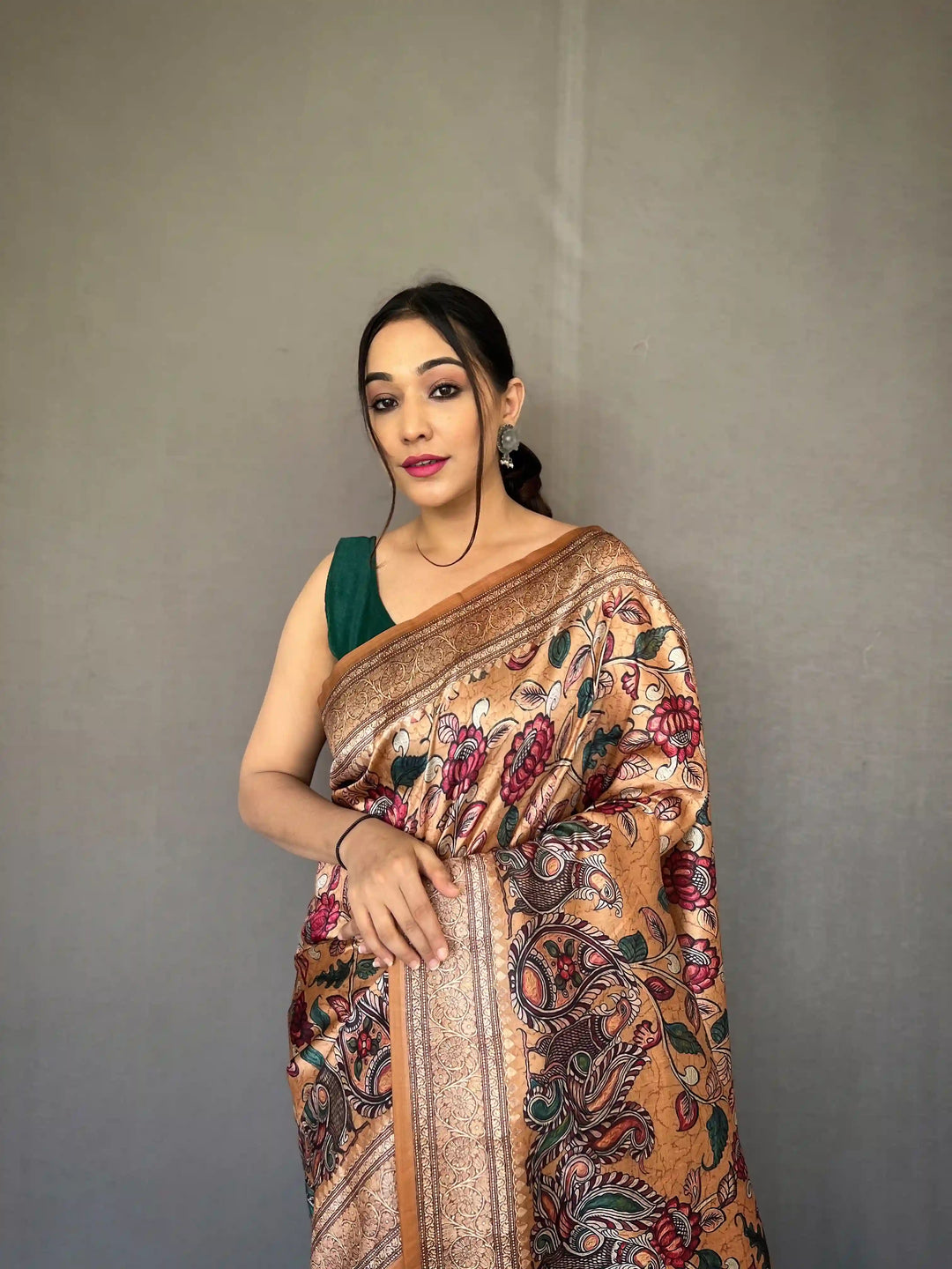 Elegant Kalamkari Soft-Silk Saree | Perfect for Weddings & Festivities