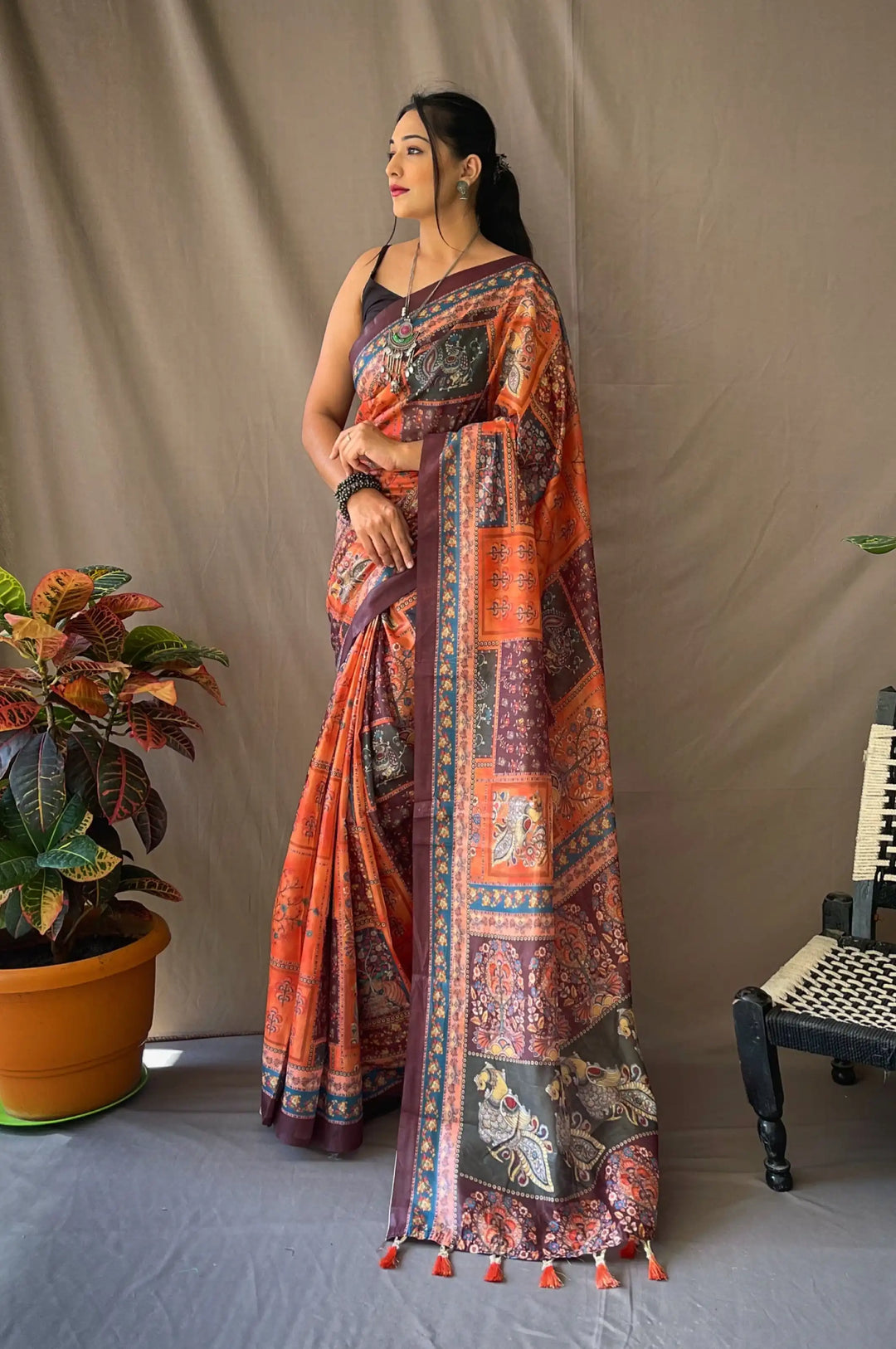 Kalamkari Cotton Saree | Traditional Printed Fabric for Special Events
