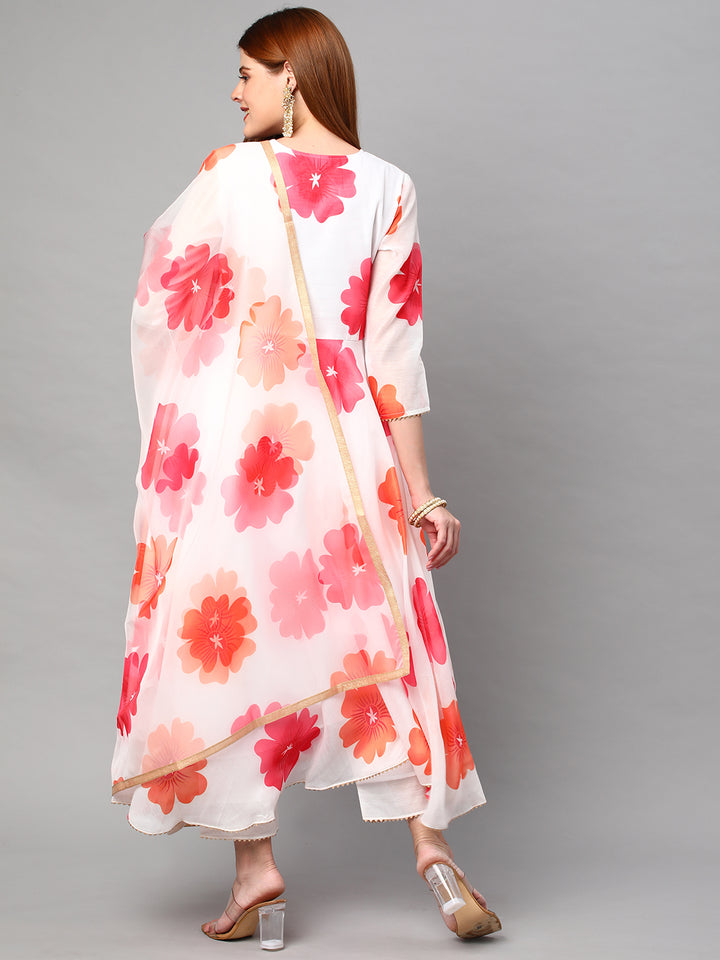 White Rayon Designer Salwar Kameez | Elegant Printed Detailing for Festive & Party Wear
