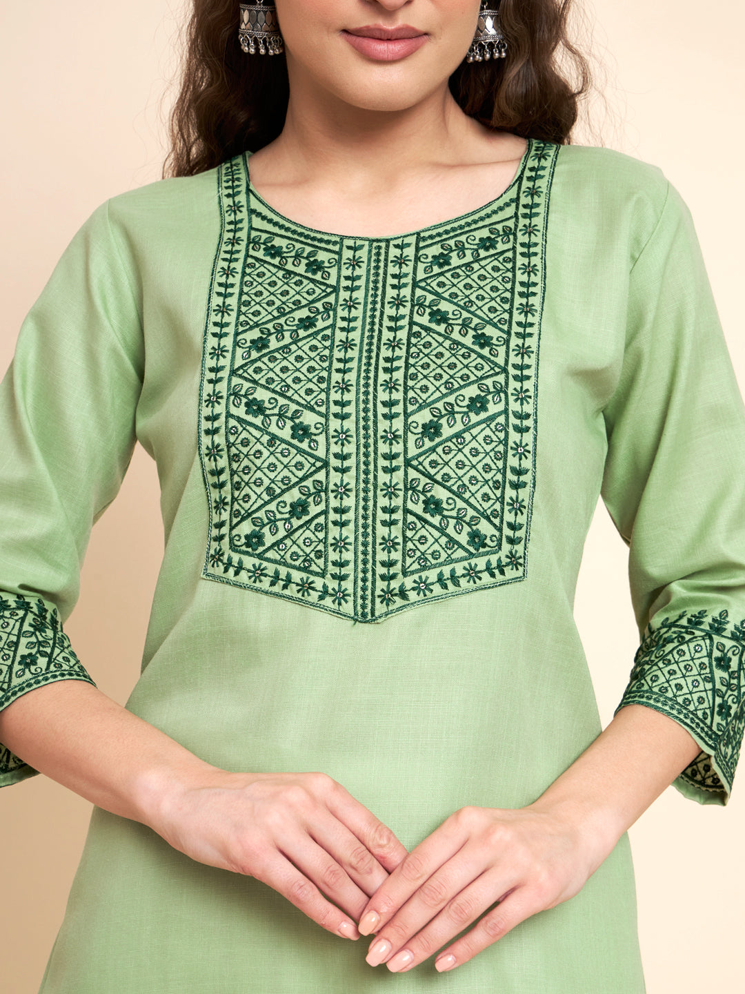 Stylish Cotton Kurti | Elegant Chikankari Sequin Embroidery Design