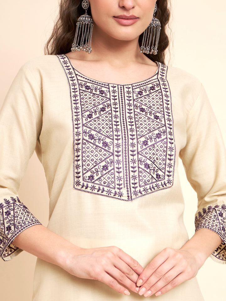 Stylish Cotton Kurti | Elegant Chikankari Sequin Embroidery Design