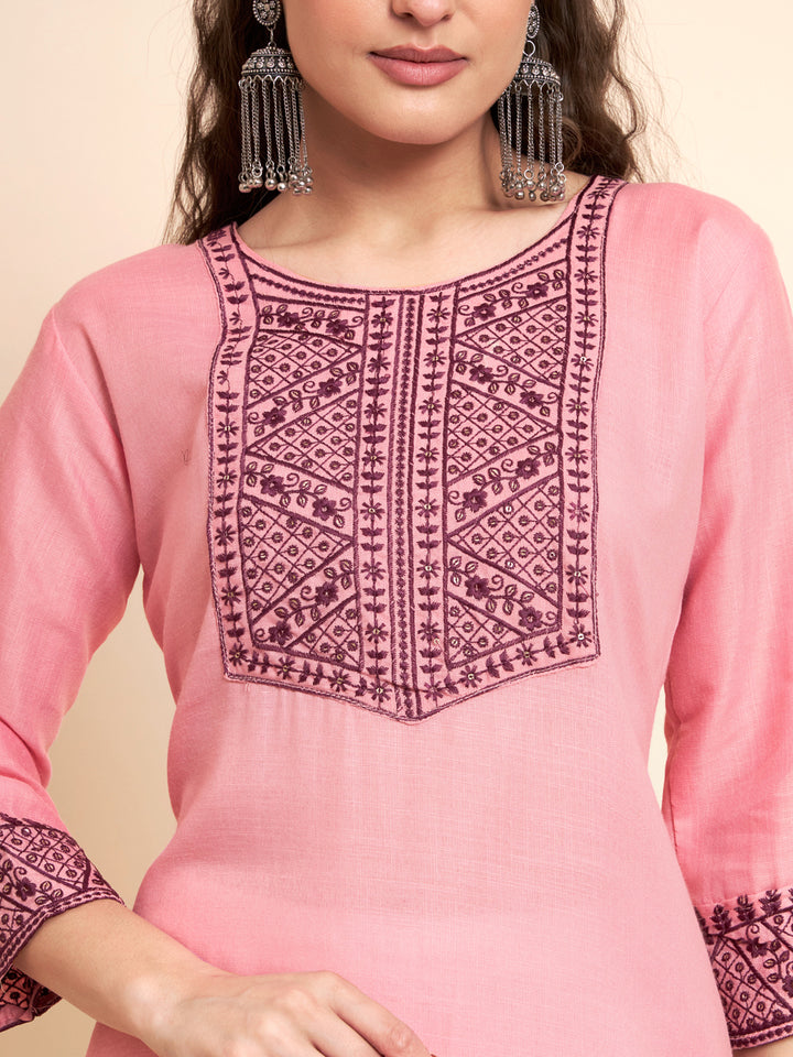 Stylish Cotton Kurti | Elegant Chikankari Sequin Embroidery Design