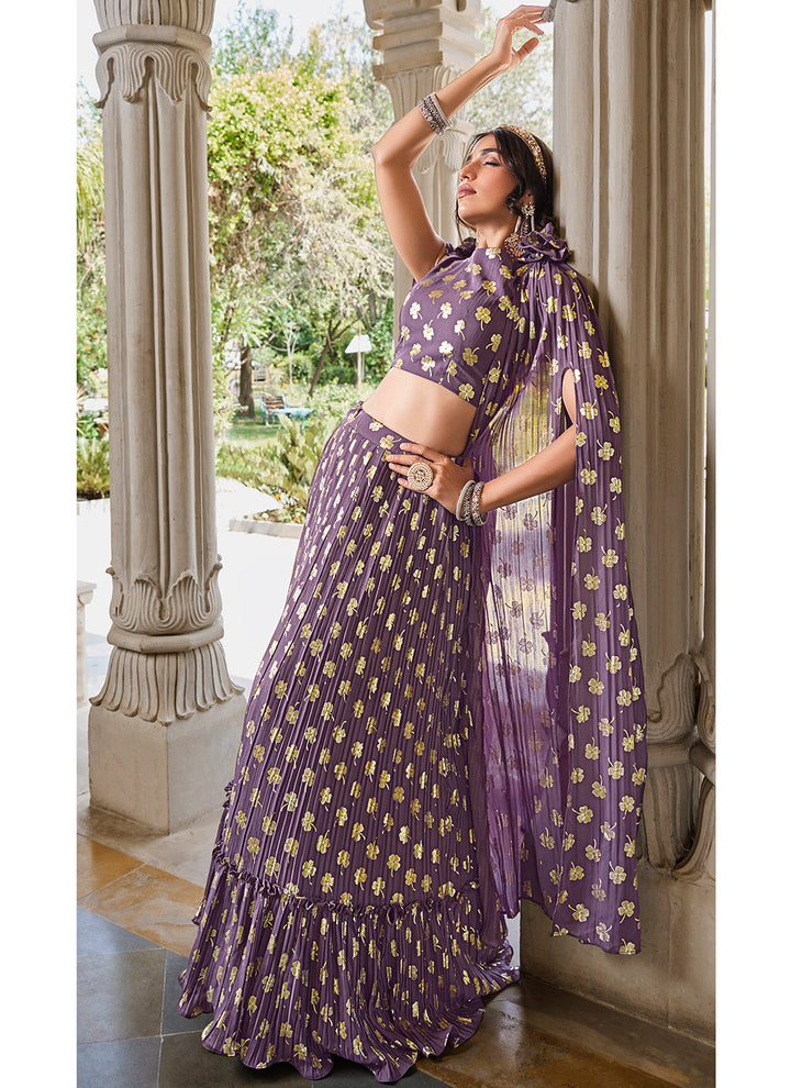 Sophisticated Light Purple Georgette Lehenga with Light Purple Dupatta | A Stylish and Sophisticated Choice