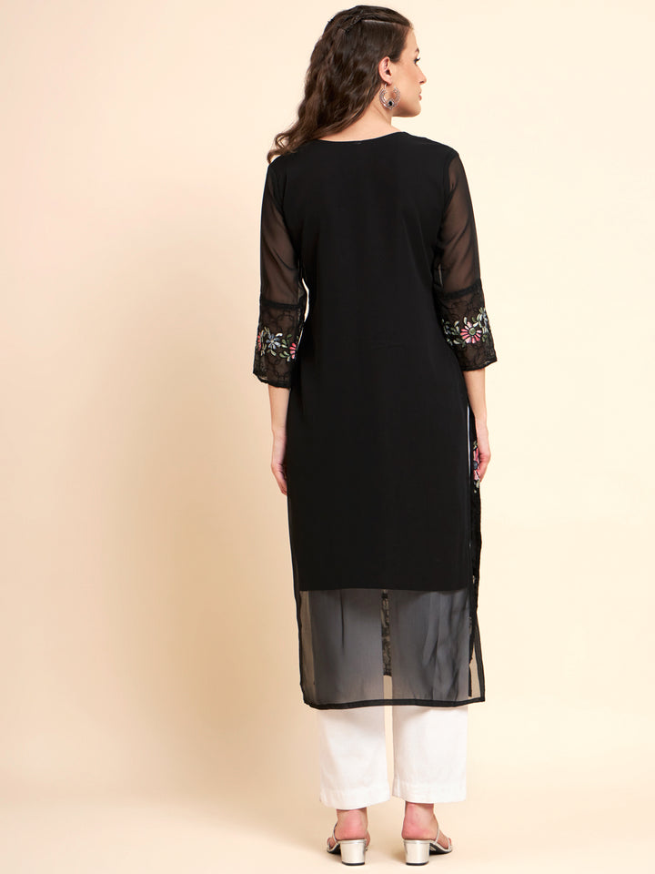 Stylish Georgette Kurti | Elegant Multi-Thread Designer Embroidery