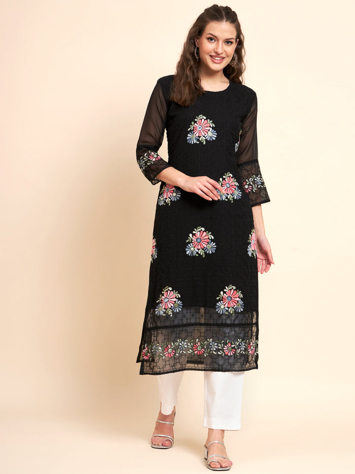 Stylish Georgette Kurti | Elegant Multi-Thread Designer Embroidery
