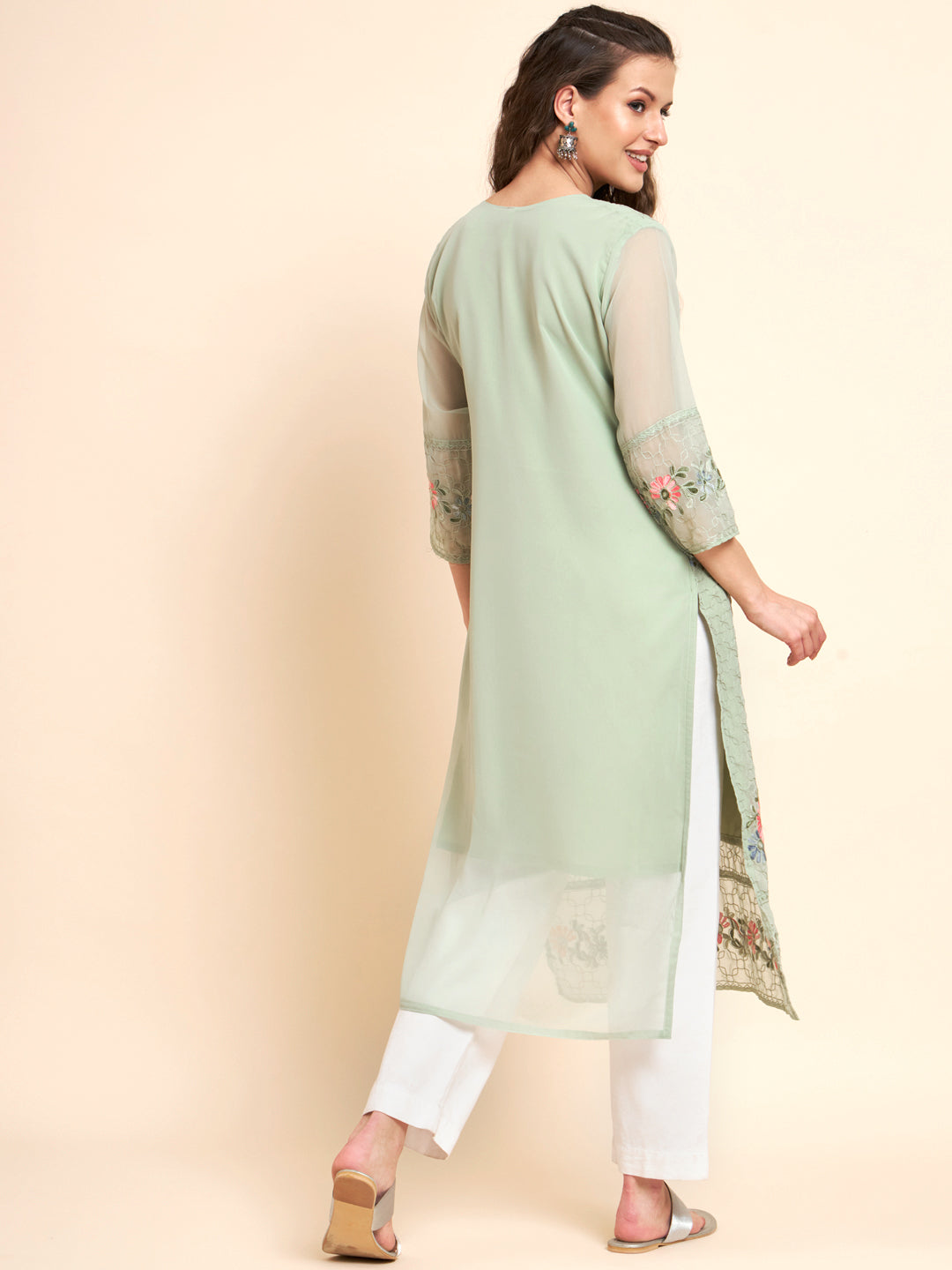 Stylish Georgette Kurti | Elegant Multi-Thread Designer Embroidery