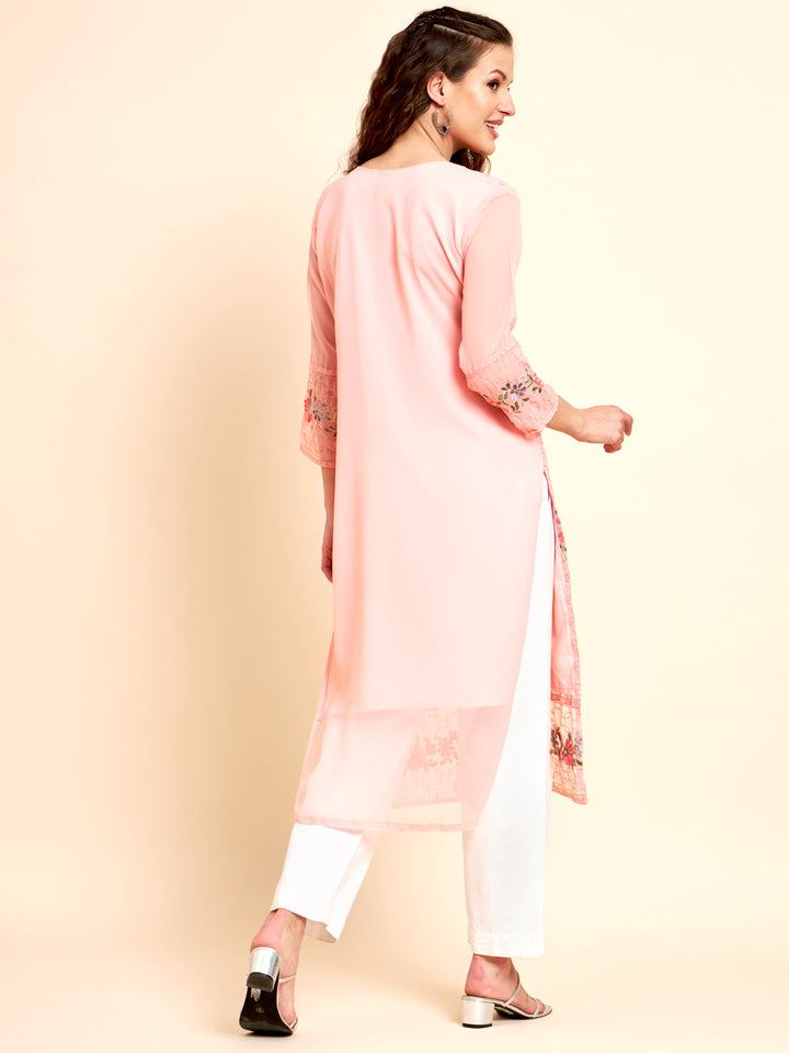 Stylish Georgette Kurti | Elegant Multi-Thread Designer Embroidery