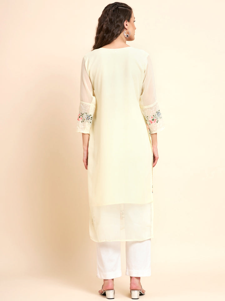 Stylish Georgette Kurti | Elegant Multi-Thread Designer Embroidery