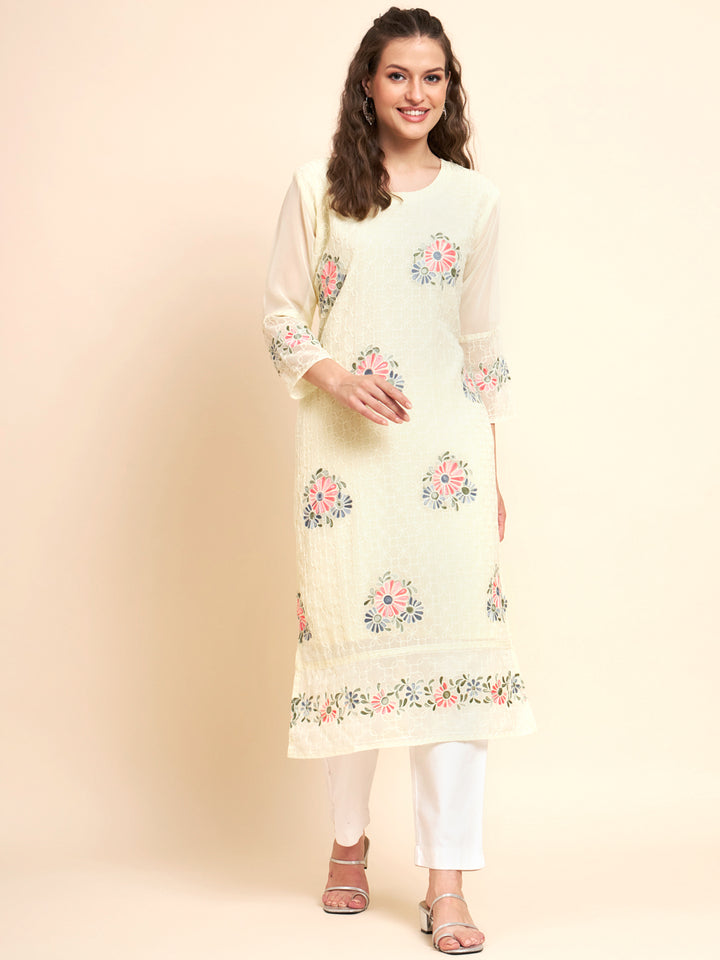 Stylish Georgette Kurti | Elegant Multi-Thread Designer Embroidery