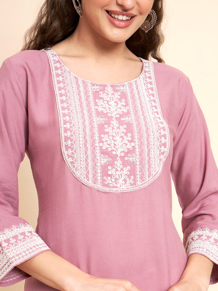 Stylish Rayon Kurti | Elegant Designer Thread Embroidery
